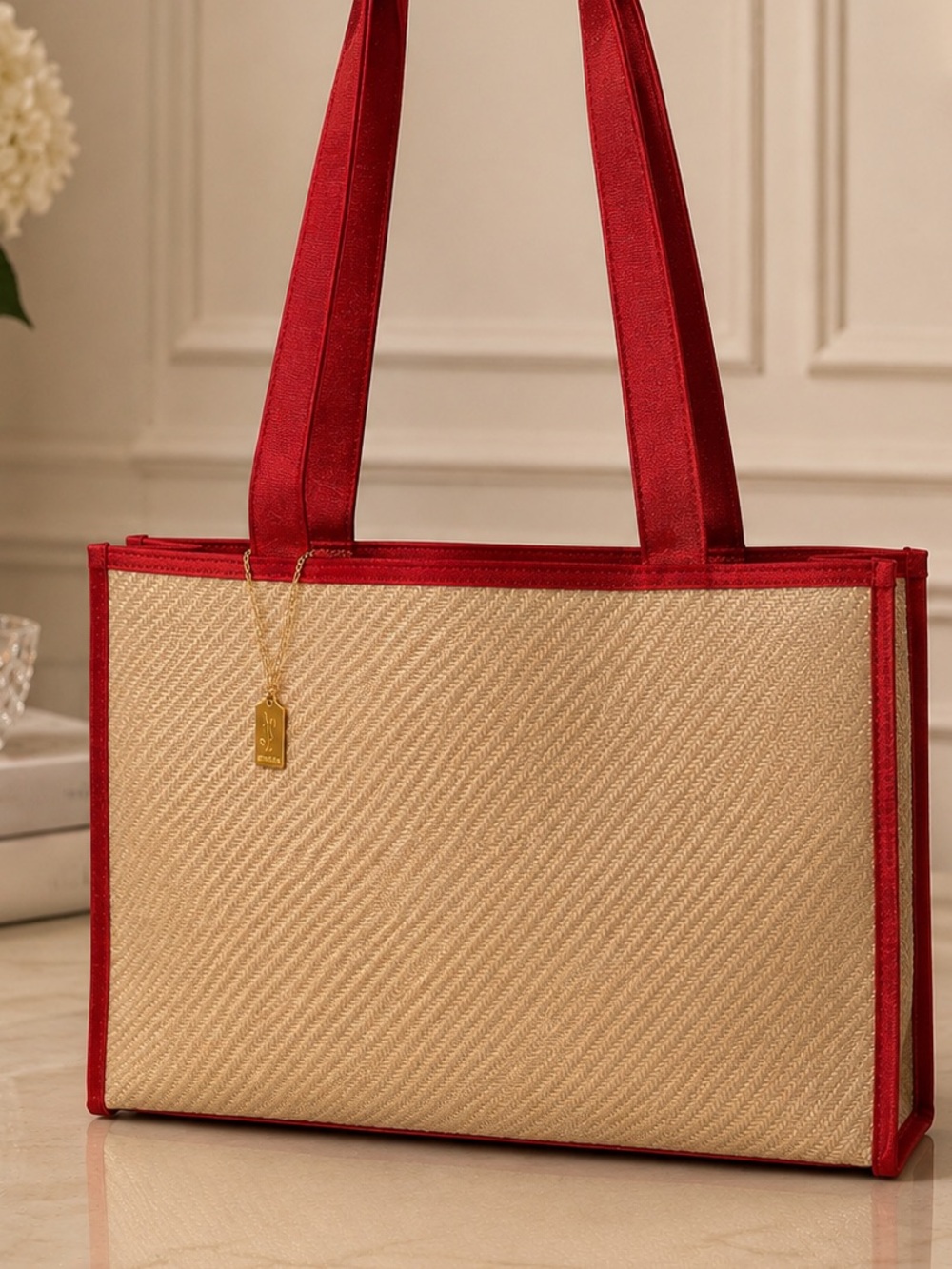 Yves Saint Laurent (YSL) Parfums Woven Straw & Raffia Tote Bag NEW